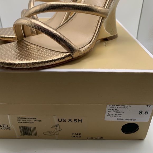 NWB Michael Kors Nadina Metallic Lizard Embossed Leather Wedge Sandal 8.5M 1893 - Picture 4 of 11